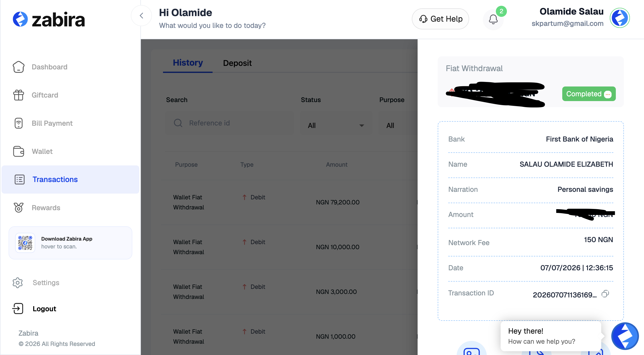 Fast fiat transaction